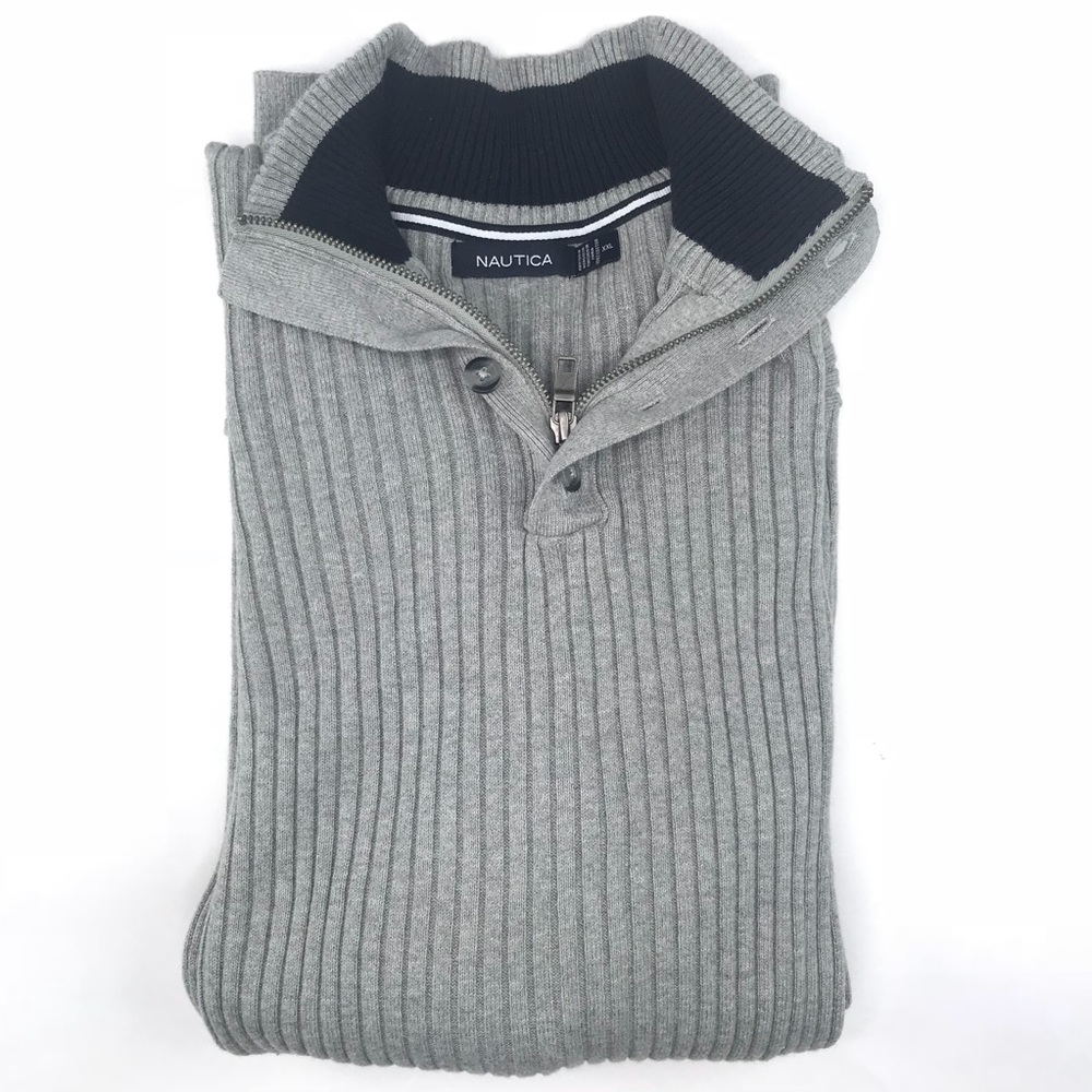Nautica 4 Button + 1/4 Zip Knitted Cotton Sweater - Picture 8 of 8